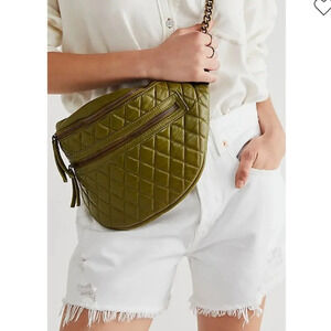 Free People Olive Quilted Crossbody Bag